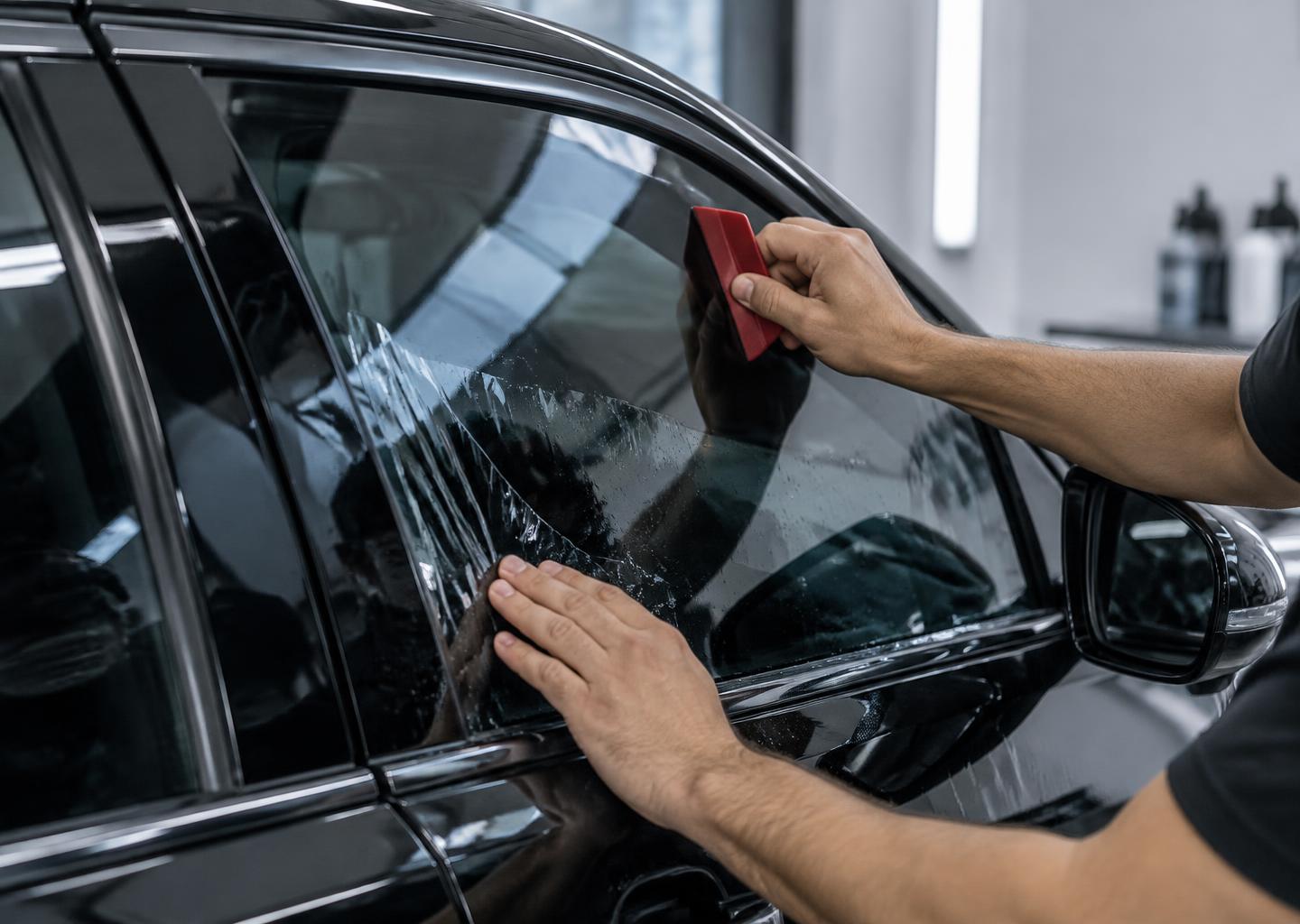 Imagem ilustrativa de aplicação cuidadosa de insulfilm automotivo